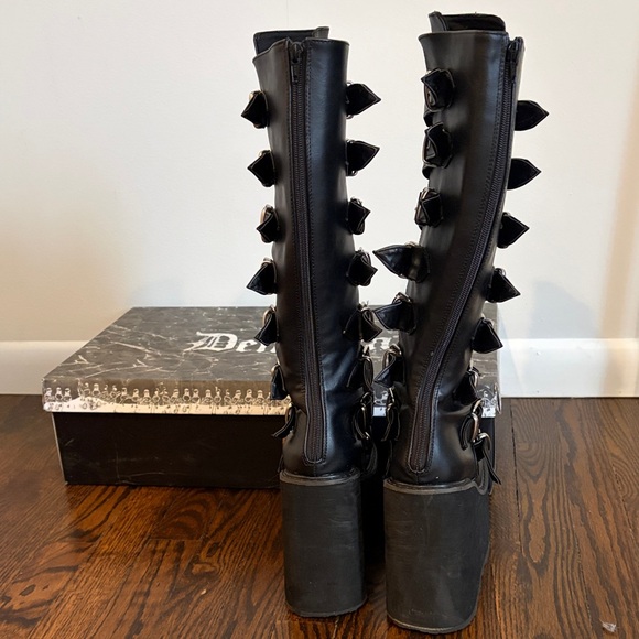 Demonia Black Platform Buckle Boots Size 8 - Picture 5 of 9